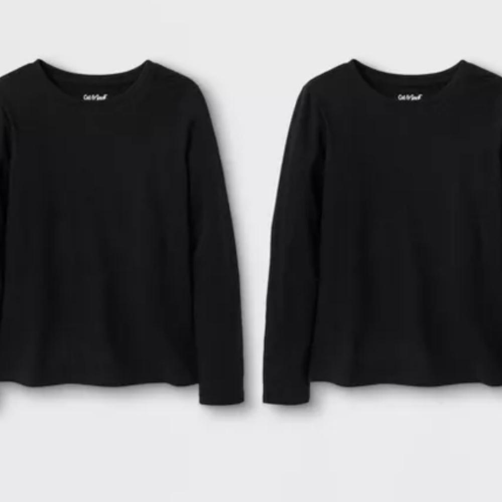 2 pk Girls Cat And Jack Black Long Sleeve 6/6x